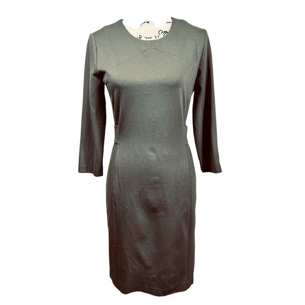 Rosati olive green midi-length sheath dress featuring a crew neckline size M